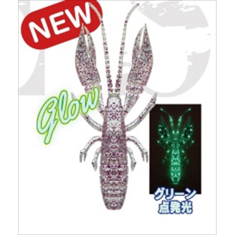 RUDIE'SWorm Grouper Eater. Shrimp 3.0 inch Flickering Glow Sakura
