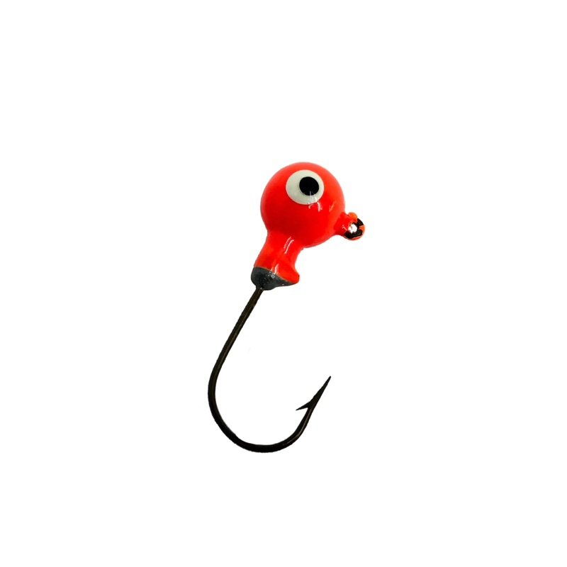 1/5oz Essential Round Ball Jig / Jig Head, Fluorescent Orange Color- 8 Pack
