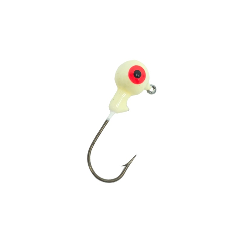 1/5oz Essential Round Ball Jig / Jig Head, White Color- 8 Pack