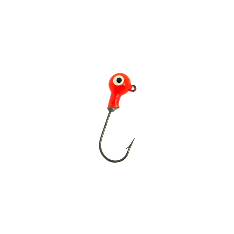 1/10oz Essential Round Ball Jig / Jig Head, Fluorescent Orange Color- 8 Pack