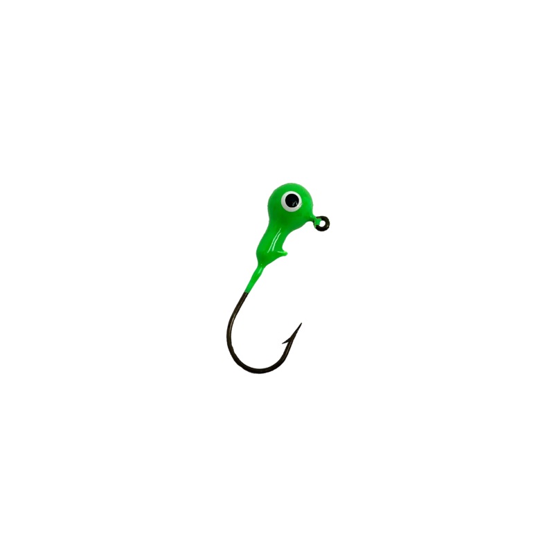 1/10oz Essential Round Ball Jig / Jig Head, Green Color- 8 Pack
