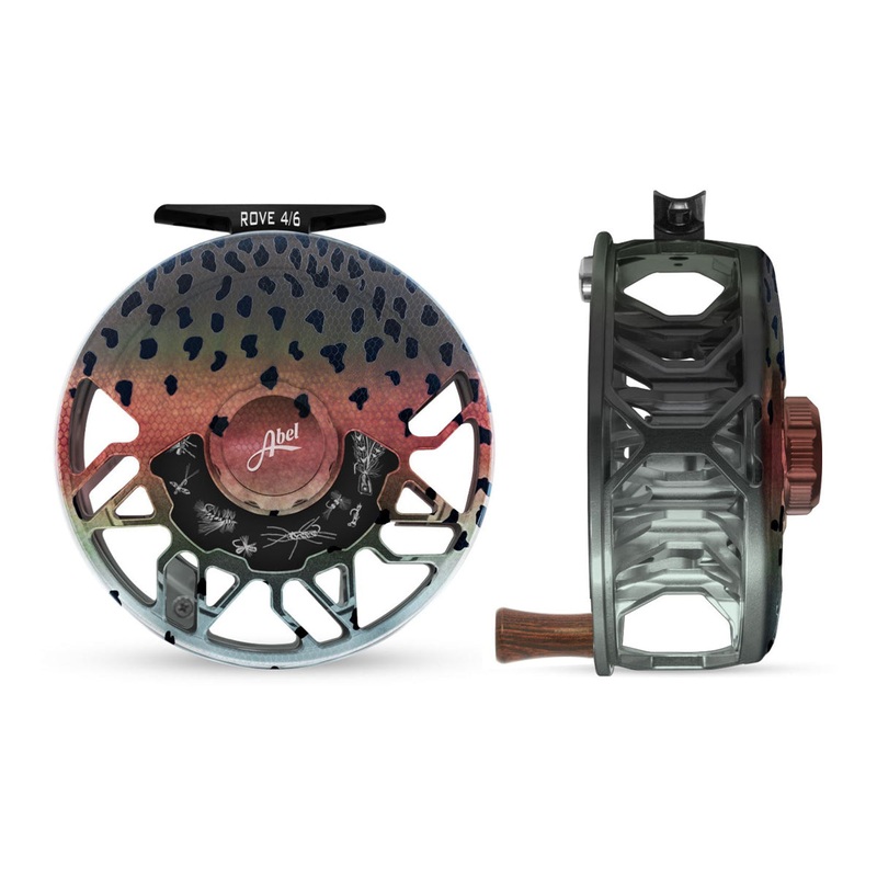 Abel ROVE Reel 4/6 Native Rainbow, Freshwater Flies Engraving with Rosewood Handle