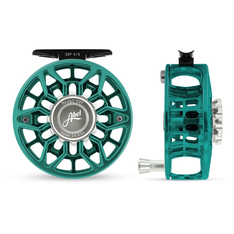 Abel SDF Reel Ported 4/5 Teal, Platinum Drag Knob with Platinum Handle