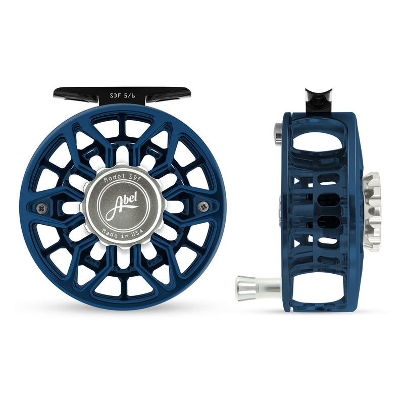 Abel SDF Reel Ported 5/6 Deep Blue, Platinum Drab Knob with Platinum Handle