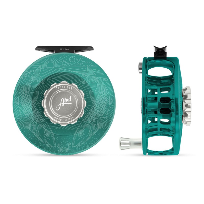 Abel SDS Reel Solid 7/8 Teal, Platinum Drag Knob, Underwood Bonefish with Platinum Handle