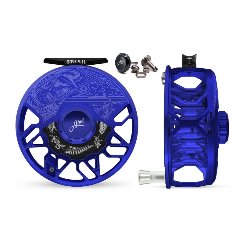 Abel ROVE Ti 9/11 Ported Reel Blue III, Underwood Salt with Platinum Handle