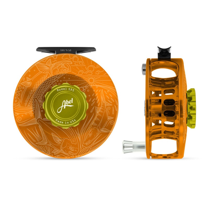 Abel SDS Solid Reel 9/10 Orange, Lime Green Drag Knob, Underwood Slammin' with Platinum Handle