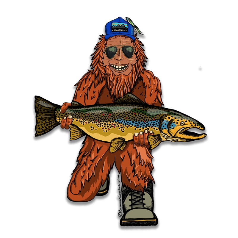 Trout Huntin' Squatch Sticker