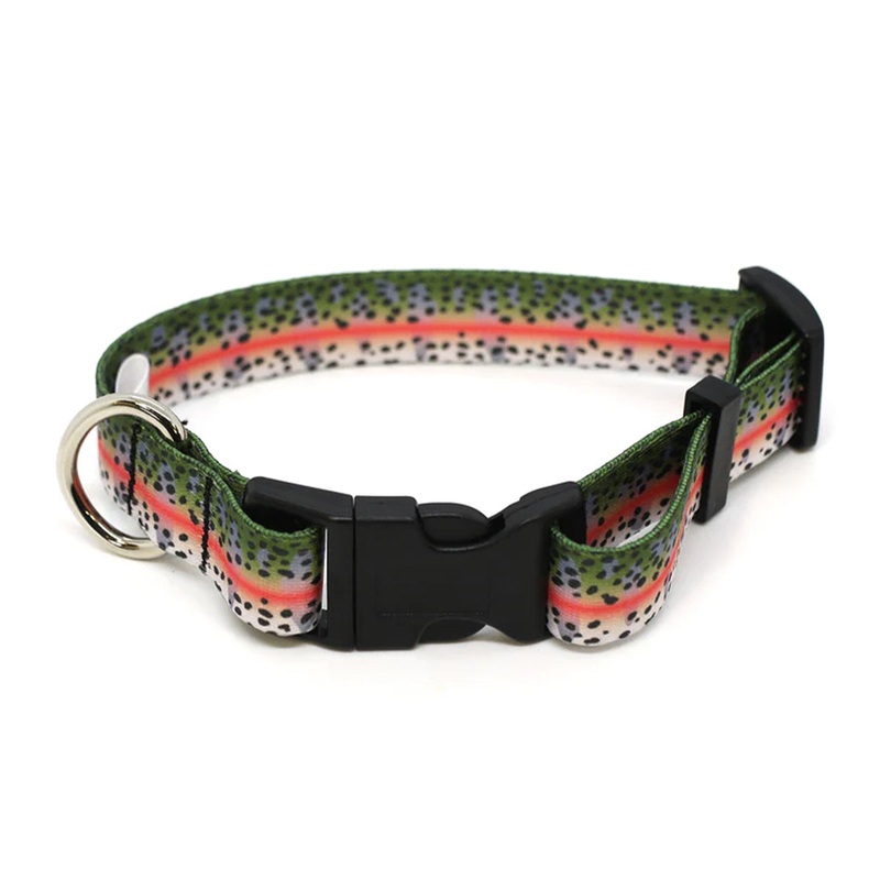Rep Your Water Rainbow Trout Skin Dog Collar Large