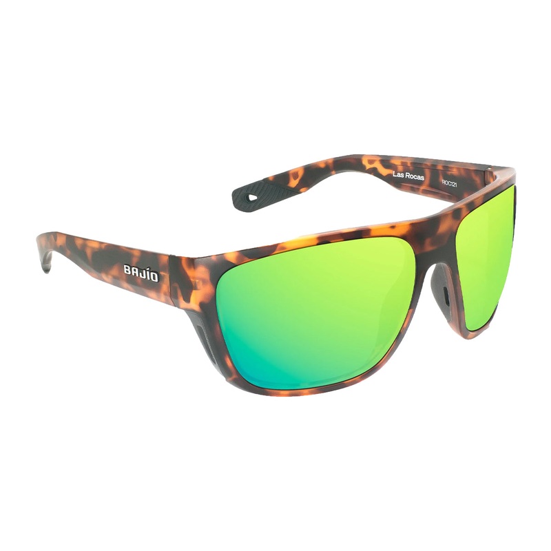 Bajio Las Rocas Sunglasses Brown Tortoise Matte Green Mirror