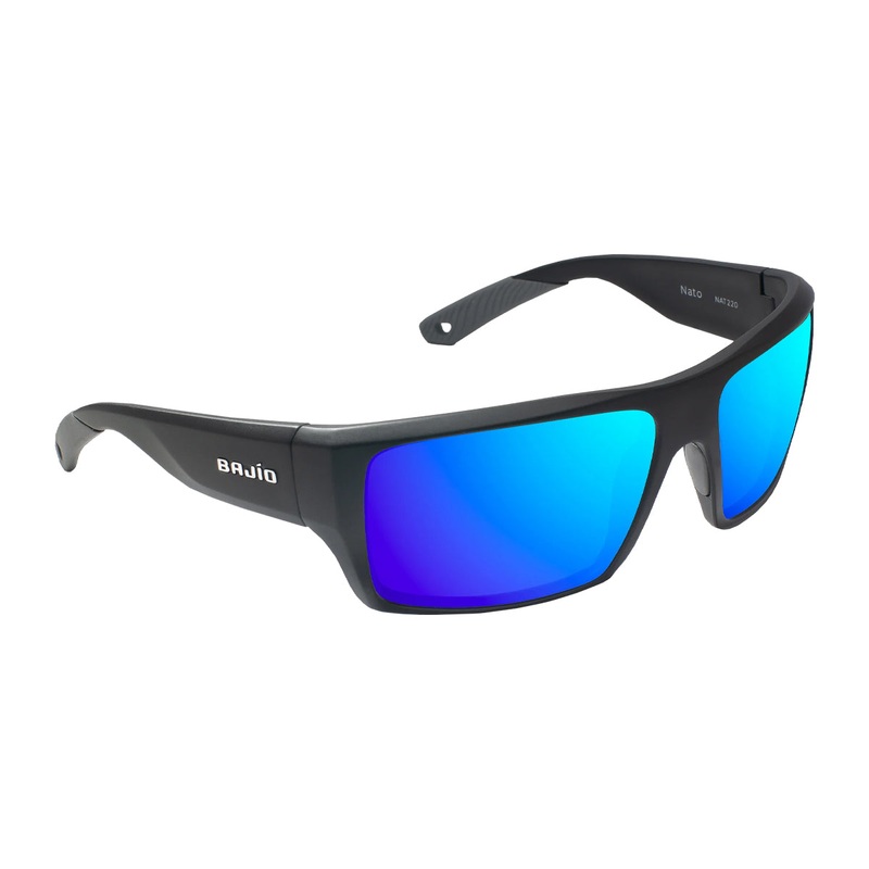 Bajio Nato Sunglasses Black Matte Blue Mirror