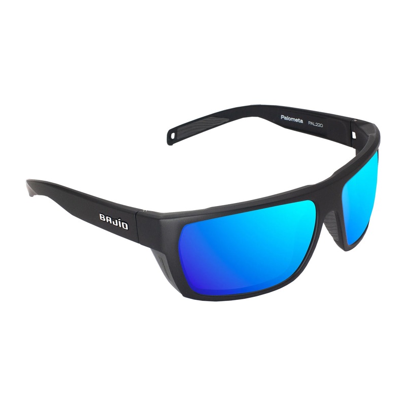 Bajio Palometa Sunglasses Black Matte Blue Mirror