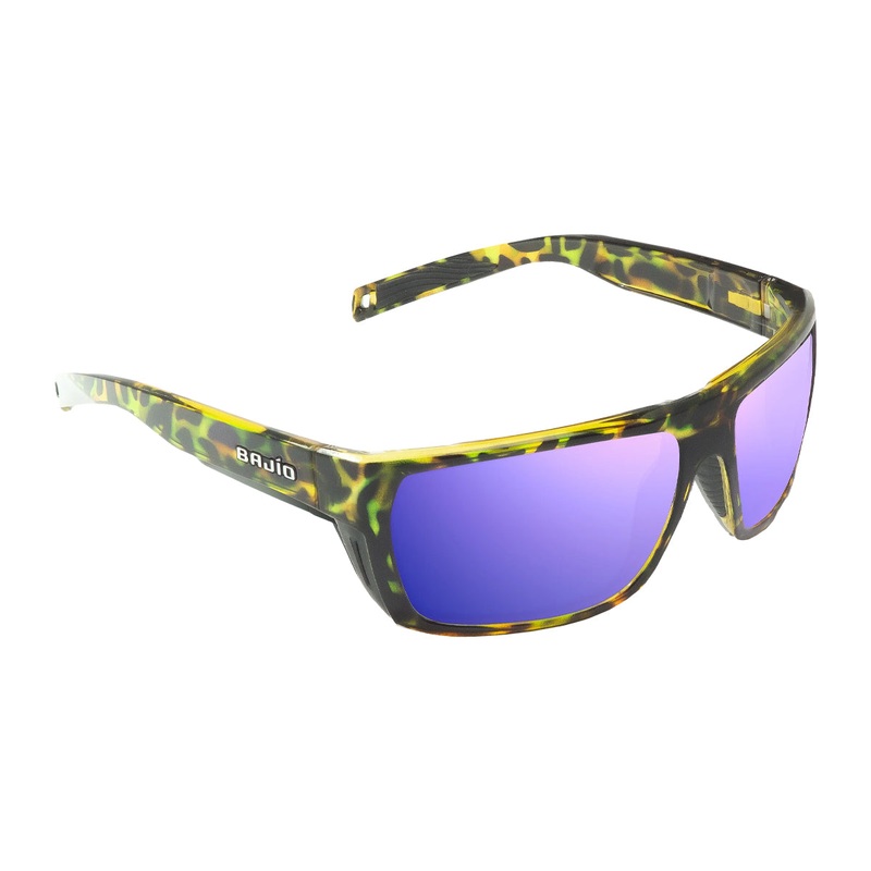 Bajio Palometa Sunglasses Green Rock Gloss Violet Mirror