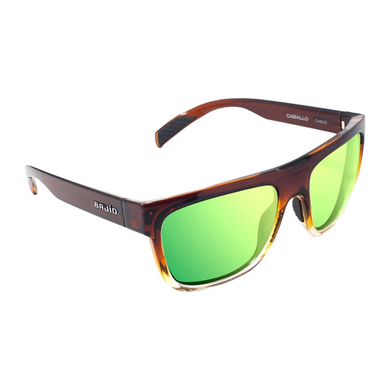 Bajio Sunglasses Caballo Whiskey Fade Gloss Green Mirror Glass