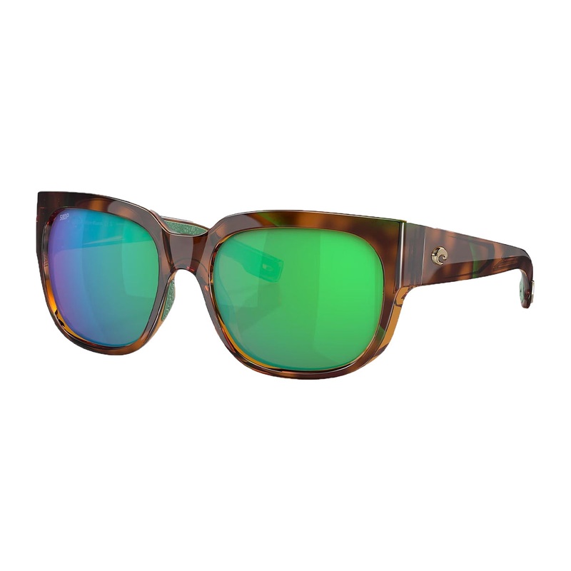 Costa Waterwoman Sunglasses Shiny Palm Tortoise Green Mirror 580P